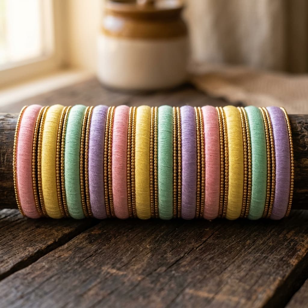 Vibrant pastel silk thread bangles collection